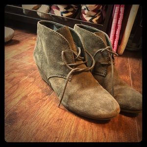 Green suede booties